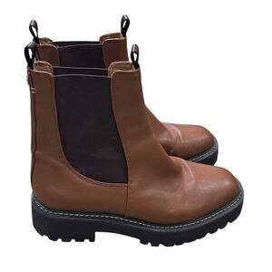 Sam Edelman Laguna Chelsea Waterproof Leather Boots Tawny Brown Womens Size 8
